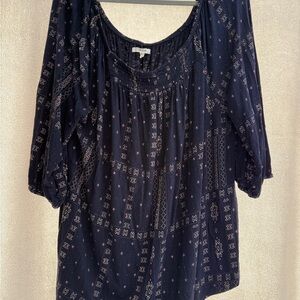 Maurices Dark Blue Geometric Blouse